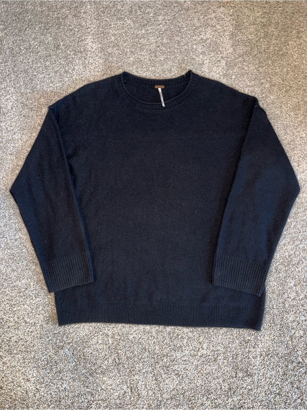 100% Cashmere Free People Crewneck Sweater - Black